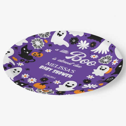 Little boo Halloween baby shower servies Papieren Bordje (Gekanteld)