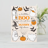 Little Boo Halloween Baby shower Uitnodigen Kaart (Staand voorkant)