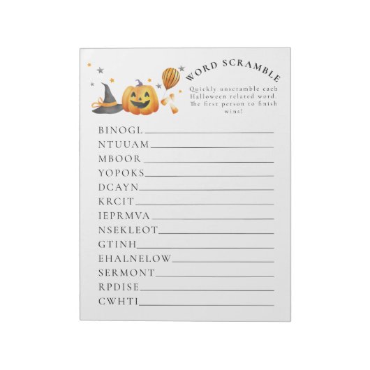 Little Boo Halloween Baby shower Word Scramble Notitieblok (Linkerzijde)