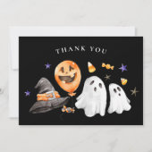 Little Boo Halloween Baby shower zwart Bedankkaart (Voorkant)