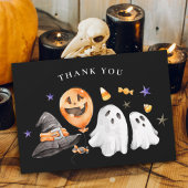 Little Boo Halloween Baby shower zwart Bedankkaart