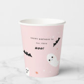 Little Boo Halloween Birthday foto roze Papieren Bekers (Achterkant)