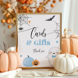 Little Boo Halloween blauwe kaarten en cadeaus  Poster