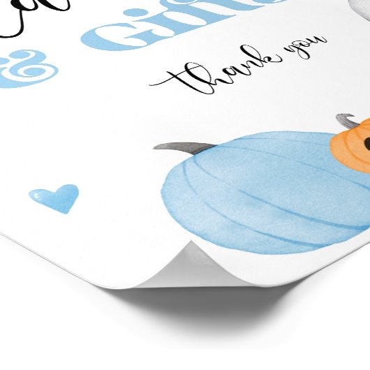 Little Boo Halloween blauwe kaarten en cadeaus Poster (Hoek)