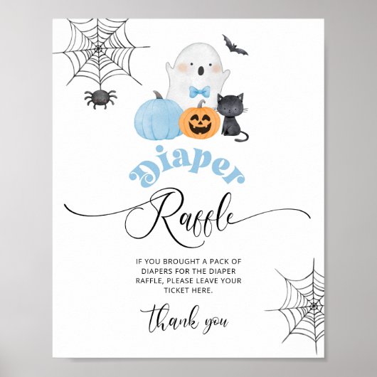 Little Boo Halloween Blauwe Luier Raffle Poster (Voorkant)