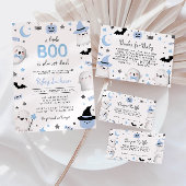 Little Boo Halloween Blue Ghost Baby shower Kaart