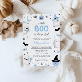 Little Boo Halloween Blue Ghost Baby shower Kaart