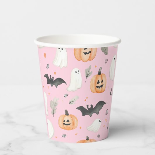 Little Boo Halloween Blush Pink Baby shower Papieren Bekers (Achterkant)