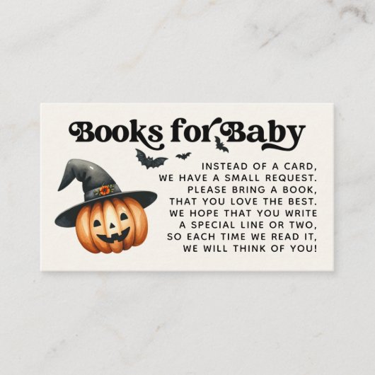 Little Boo Halloween Boeken voor Baby shower Informatiekaartje (Voorkant)