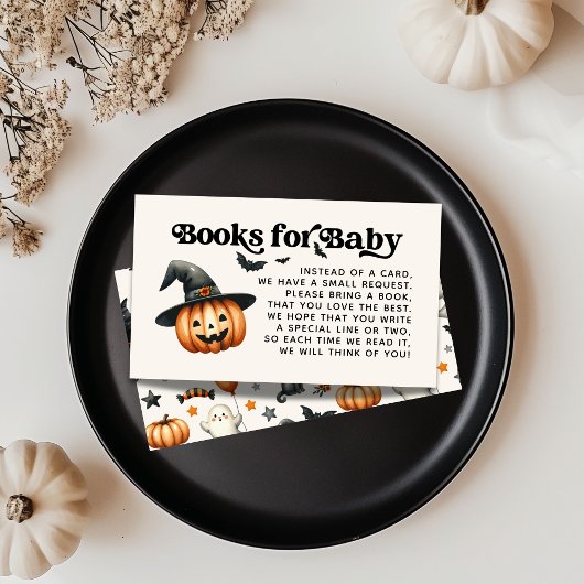 Little Boo Halloween Boeken voor Baby shower Informatiekaartje