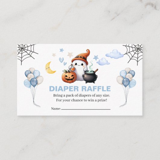 Little Boo Halloween Boy Baby shower Luier Raffle Informatiekaartje (Voorkant)