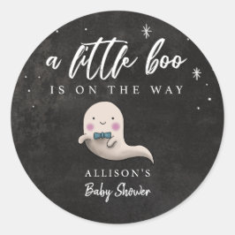 Little Boo Halloween Boy Ghost Baby shower Ronde Sticker