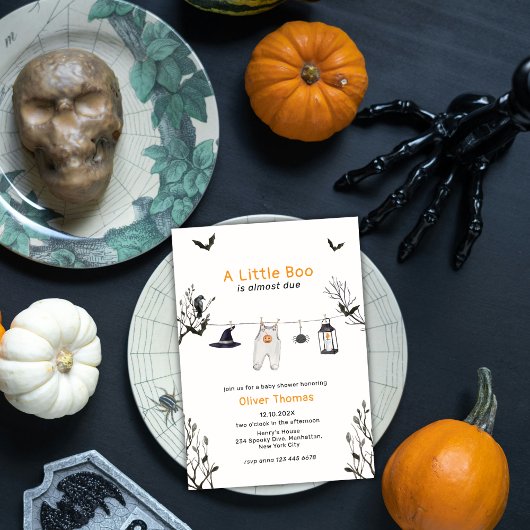 Little Boo Halloween Clothesline Baby shower Kaart