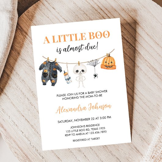 Little Boo Halloween Clothesline Baby shower Kaart