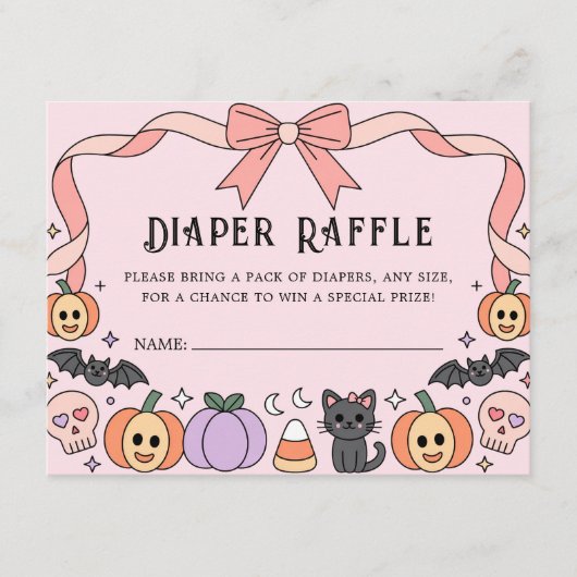 Little Boo Halloween Coquette Luier Raffle Informatiekaartje (Voorkant)