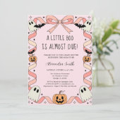 Little Boo Halloween Coquette Ribbon Baby shower Kaart (Staand voorkant)