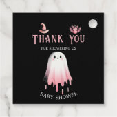 Little Boo Halloween Coquette Roze Baby shower Bedankjes Labels (Achterkant)