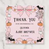 Little Boo Halloween Coquette Roze Baby shower Bedankjes Labels (Voorkant)