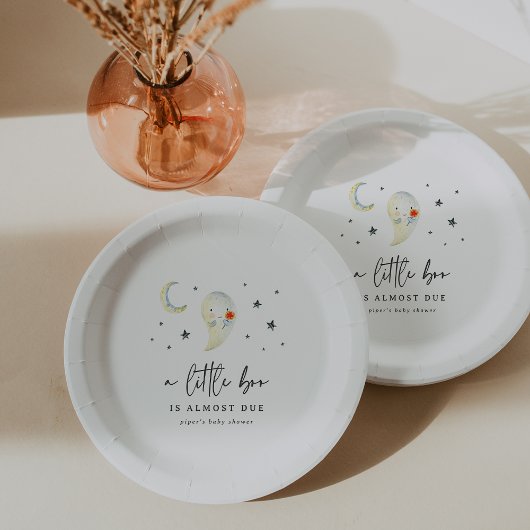 Little Boo Halloween Cute Ghost Baby Shower Papieren Bordje