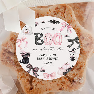 Little Boo Halloween Geest Meisje Baby Shower Ronde Sticker