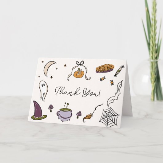 Little Boo Halloween geïllustreerd Baby shower Bedankkaart (Voorkant)