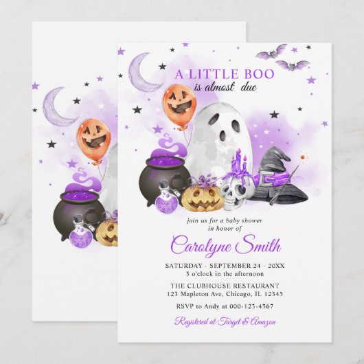 Little Boo Halloween Genderneutraal Baby shower Kaart (Voorkant / Achterkant)