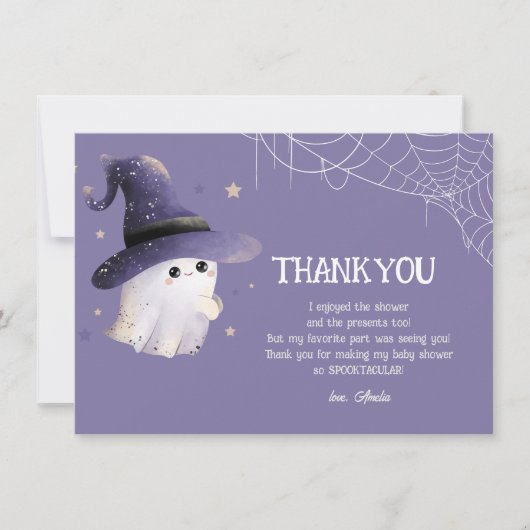Little Boo Halloween Ghost baby shower Bedankkaart (Voorkant)