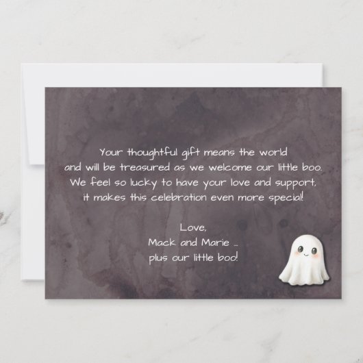 Little Boo Halloween Ghost Baby shower Bedankkaart (Achterkant)