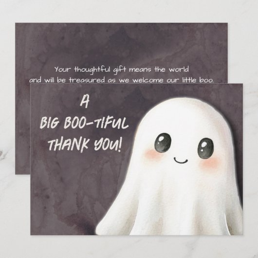Little Boo Halloween Ghost Baby shower Bedankkaart (Voorkant / Achterkant)