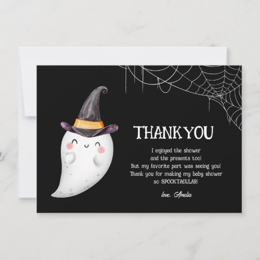 Little Boo Halloween Ghost baby shower Bedankkaart (Voorkant)