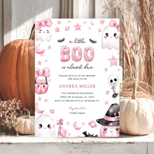 Little Boo Halloween Ghost Baby shower Kaart