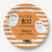 Little Boo Halloween Ghost Baby shower Papieren Bordje (Voorkant)