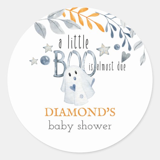 Little Boo Halloween Ghost Baby shower Ronde Sticker (Voorkant)