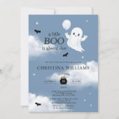Little Boo Halloween Ghost Blue Baby shower Kaart (Voorkant)