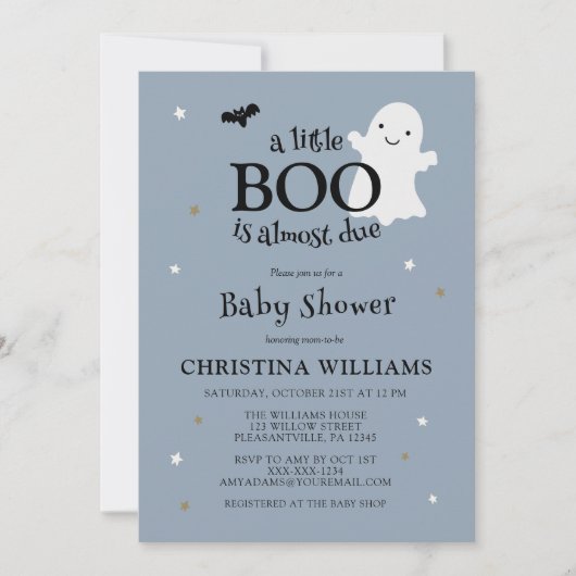 Little Boo Halloween Ghost Boy Baby shower Kaart (Voorkant)