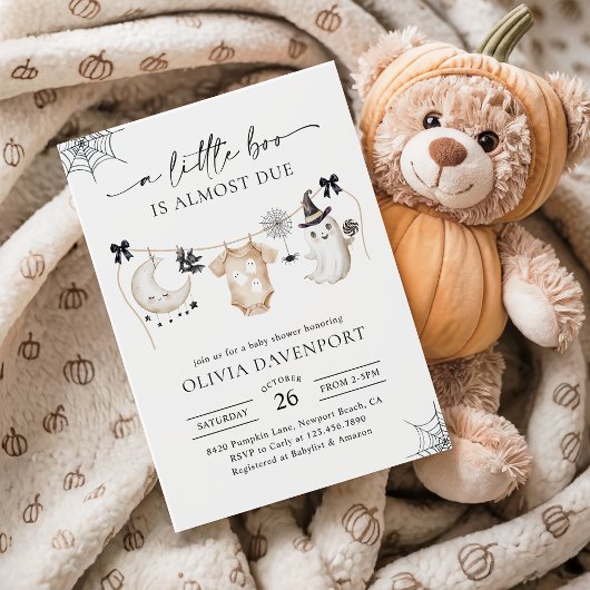 Little Boo Halloween Ghost Clothesline Baby shower Kaart