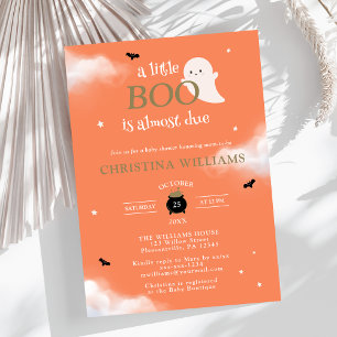 Little Boo Halloween Ghost Oranje Baby shower Kaart