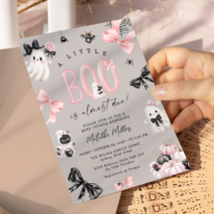 Little Boo Halloween Girl Baby shower Kaart