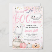 Little Boo Halloween Girl Baby shower Roze Kaart (Voorkant)