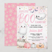Little Boo Halloween Girl Baby shower Roze Kaart (Voorkant / Achterkant)