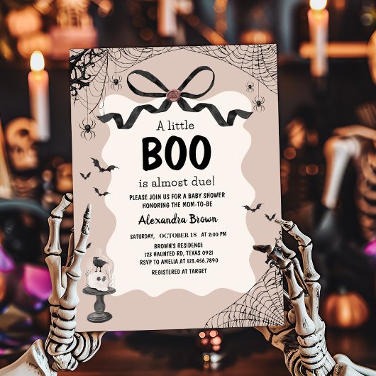 Little Boo Halloween Gothic Baby shower Kaart