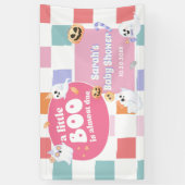 Little Boo Halloween Groovy Baby shower Party Spandoek (Verticaal)