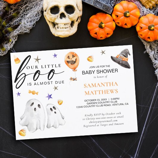 Little Boo Halloween Herfst Baby shower Kaart