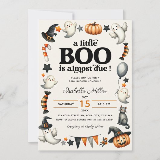 Little Boo Halloween Herfst pompoen Baby shower Kaart (Voorkant)