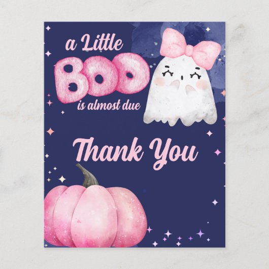 Little boo Halloween meisje baby shower dank u (Voorkant)