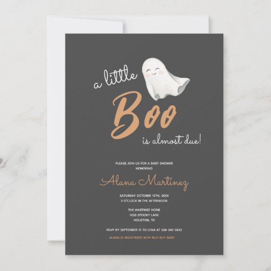 Little Boo Halloween Neutral Baby shower | Kaart (Voorkant)
