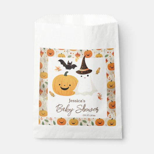 Little Boo Halloween Pattern Baby shower Bedankzakje (Voorkant)