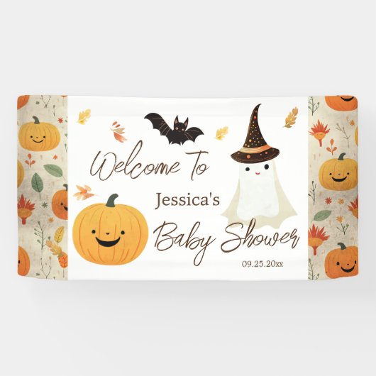 Little Boo Halloween Pattern Baby shower Spandoek (Horizontaal)