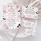 Little Boo Halloween Pink Ghost Baby shower Kaart