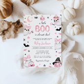 Little Boo Halloween Pink Ghost Baby shower Kaart